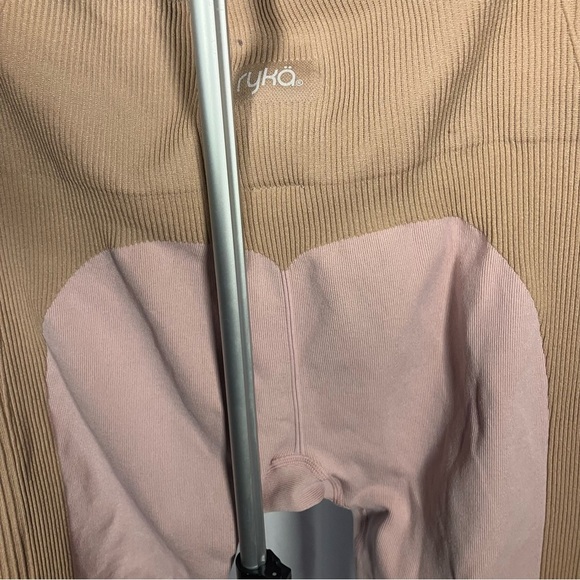 Ryka Pink and Tan High-Waisted, ribbed, seamless compression leggings, XL - Picture 6 of 7